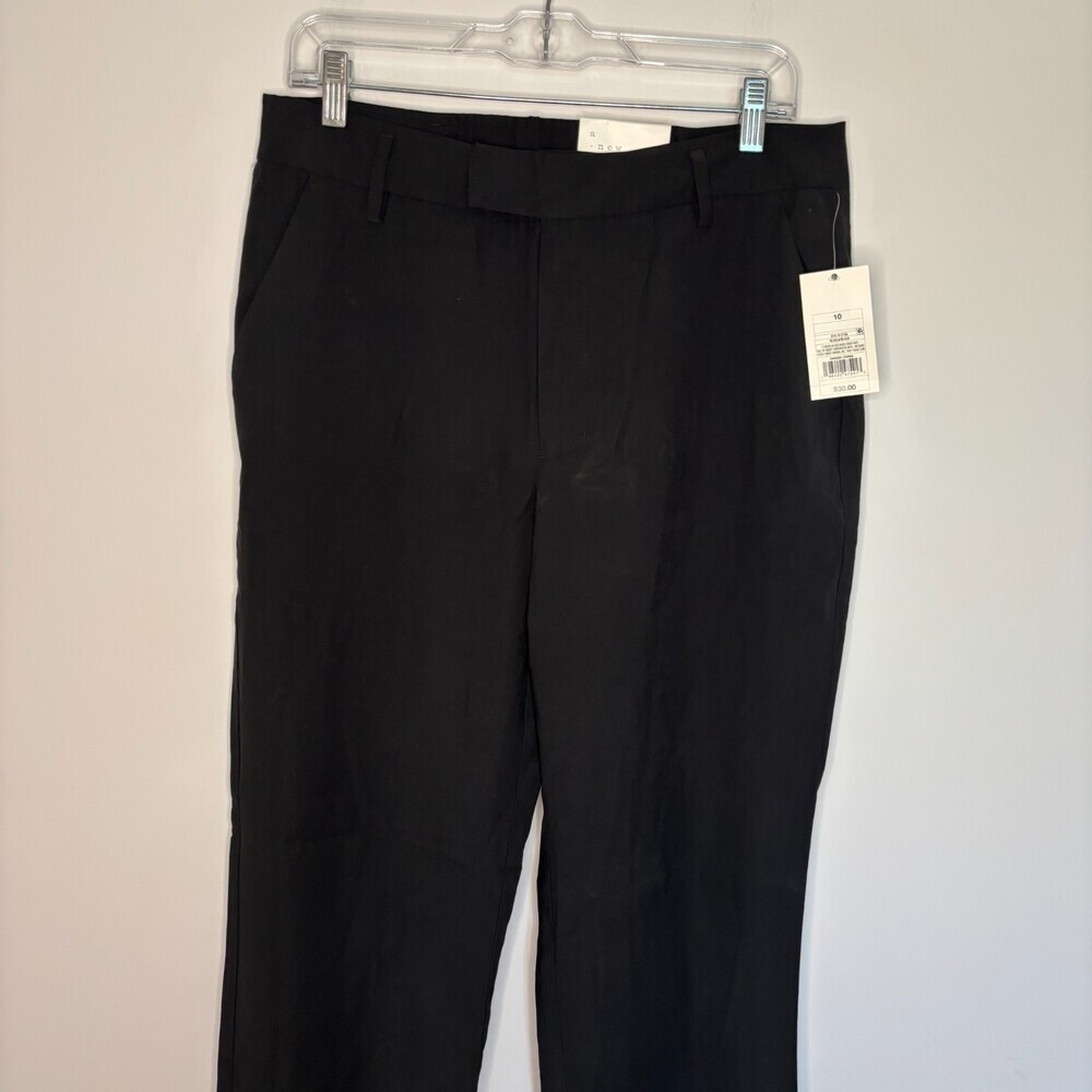 A New Day NEW High-Rise Straight Trouser Womens 10 Black Stretch Slim Hip Thigh
